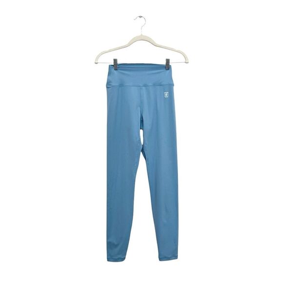 NEW Sporty & Rich Runner logo-print leggings in blue - Picture 9 of 12